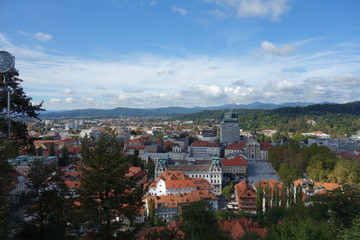 Fototapeta na wymiar Landscape of Ljubljana from the castle