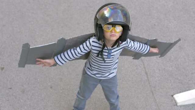 Pilot kid is ready to fly