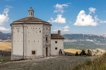 Fototapeta na wymiar Church of Santa Maria della Pieta in Rocca Calascio. Province of L'Aquila, Abruzzo, Italy