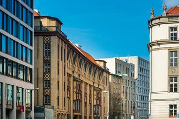 BERLIN, GERMANY- March 11, 2018 : Traditional old buildings. Beautiful street view of Traditional old buildings in Berlin Germany.