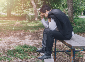 Business man stress and sad business failure concept,Desperate man