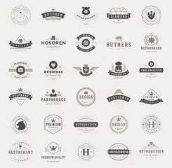 Fotobehang Retro vintage logotypes and badges set typopgraphic design elements vector illustration © provectors