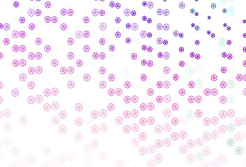 Light Pink, Blue vector template with ice snowflakes.
