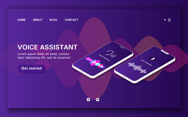 Loading page. Compare two smart voice assistants with a sound wave on a smartphone.