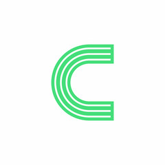 Vector Green lines Logo Letter Design C