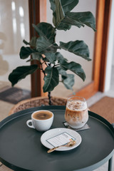 cup of coffee on table in cafe