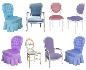 Fototapeta premium Gorgeous old chairs. Isolated on white background. Retro style. Vintage furniture