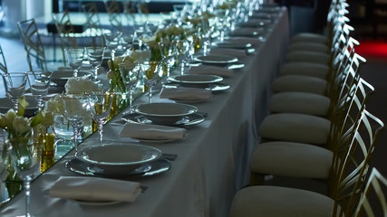 Beautifully organized event. Served festive table ready for guests.