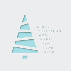 Fototapeta premium Minimalistic Christmas card with christmas tree