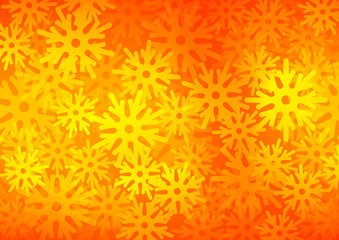Light Orange vector background with xmas snowflakes. Shining colored illustration with snow in christmas style. The pattern can be used for new year ad, booklets.