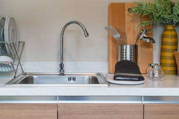 modern sink in modern kitchen