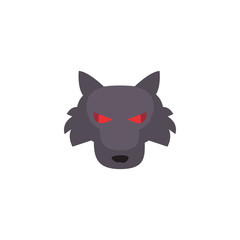 angry wolf head on white background