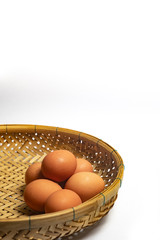 eggs on bamboo basket