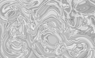 Monochrome smeared gray abstract liquid paint textured background with decorative spirals and swirls. Black and white surface pattern for modern creative trendy design, marble texture illustration