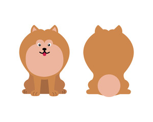 Vector illustration of funny cartoon dogs breeds set. Pomeranian.