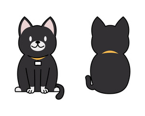  Vector illustration of funny cartoon Black cat breeds set.