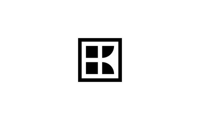 initial letter H and K with square logo design template
