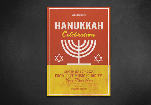 Hanukkah Celebration Flyer Layout with Illustrative Elements