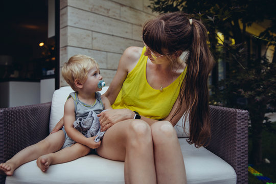 Mother looking at her son