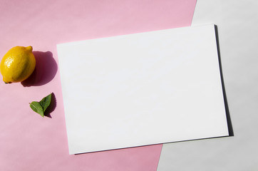 Top view mock-up magazine with colourful background