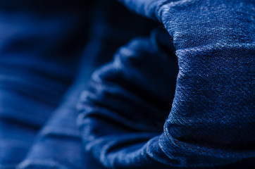 Blue jeans fabric textile material texture macro blur background