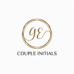 Letter GE logo template. Creative fashion logo design, couple letter , beauty icon. Initial handwriting or handwritten logo for identity. Logo with hand drawn style. wedding concept -vector