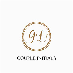 Letter GL logo template. Creative fashion logo design, couple letter , beauty icon. Initial handwriting or handwritten logo for identity. Logo with hand drawn style. wedding concept -vector