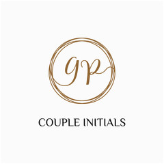 Letter GP logo template. Creative fashion logo design, couple letter , beauty icon. Initial handwriting or handwritten logo for identity. Logo with hand drawn style. wedding concept -vector