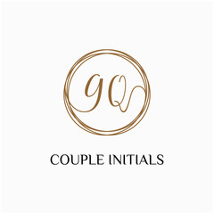 Letter GQ logo template. Creative fashion logo design, couple letter , beauty icon. Initial handwriting or handwritten logo for identity. Logo with hand drawn style. wedding concept -vector