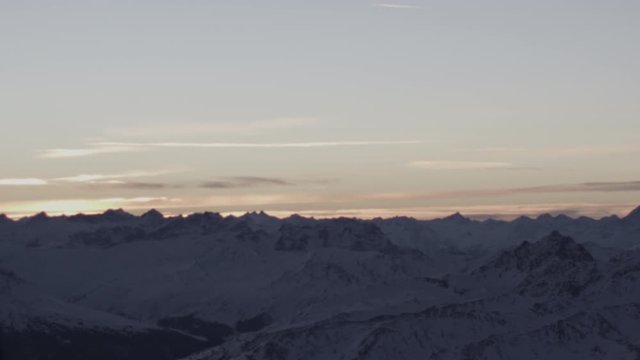 smooth pan across alpine sunset ridge kaunertal silvretta