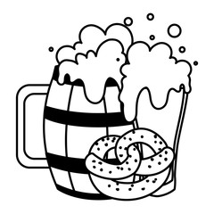 silhouette of mugs with beer and foam in white background