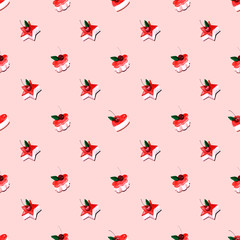 pattern, illustration, texture, wallpaper, background, watercolor, design, art, abstraction, drawing, isolated, cake, mousse, cream, cherry, berry, sweet, light, delicate dessert, red