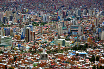Bolivia, La Paz, city view from the gondola lift, sky metro
