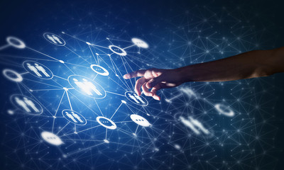 Creating modern wireless technologies as means of communucation and networking on dark background