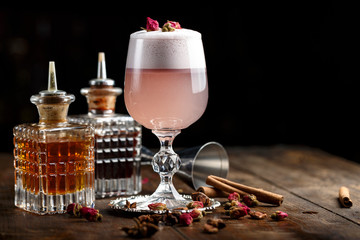 pink cocktail with foam