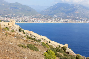Fototapeta na wymiar Alanya Fortress is a medieval fortress in the city of Alanya in southern Turkey.