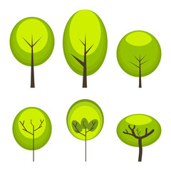 Vector tree set basic style with different form tree and shade of light on leaf © happystock