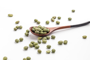Green soybeans on a white background
