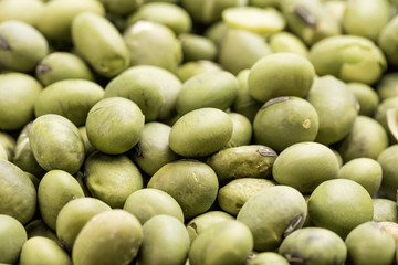 Green soybeans on a white background