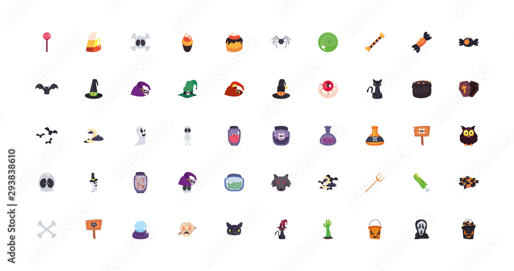 Sticker bundle halloween with set icons