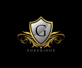 Luxury Gold Shield G Letter Logo Icon. Elegant G Letter Icon.