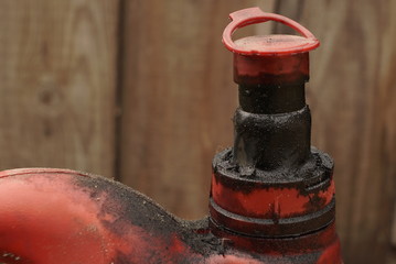 old plastic oil canister close up    