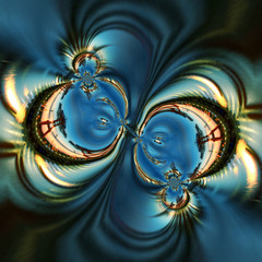 Fraktales Muster Hafenkräne rund und  in blau