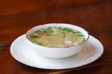chicken broth with greens