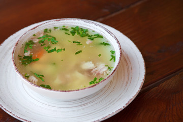 chicken broth with greens