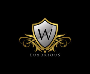 Luxury Gold Shield W Letter Logo Icon. Elegant W Letter Icon.