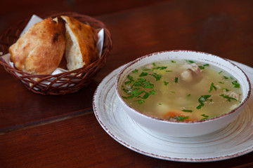 chicken soup with pita bread