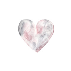 Fototapeta premium Watercolor hand painted gray heart