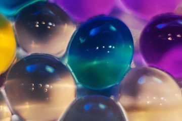 Color balls, hydrogel beads close up.