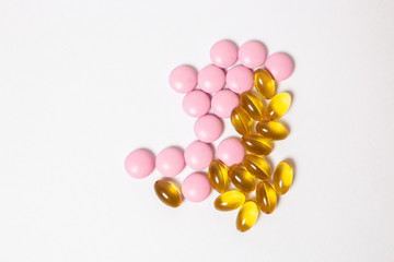 pills on white background